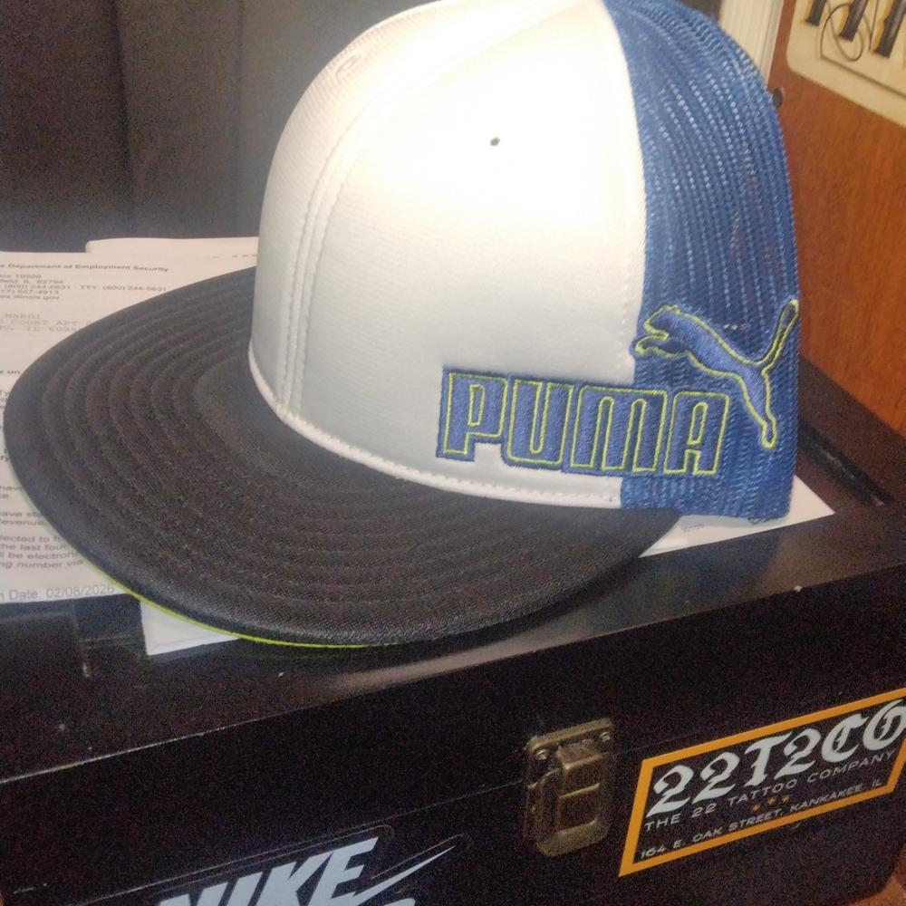 Puma Blue and White Flatbill Snapback Hat